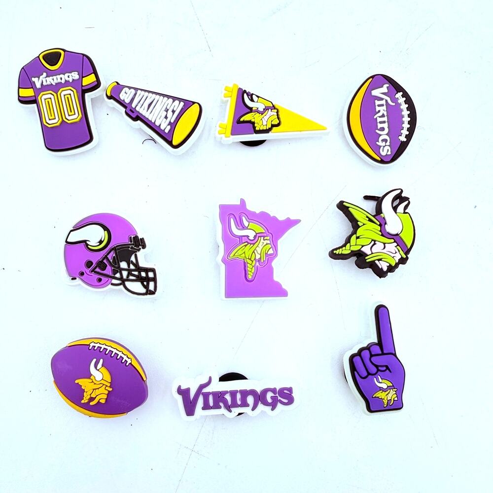 Minnesota Vickings Football Crocs Jibbitz Shoe Charms Set of 10 NEW